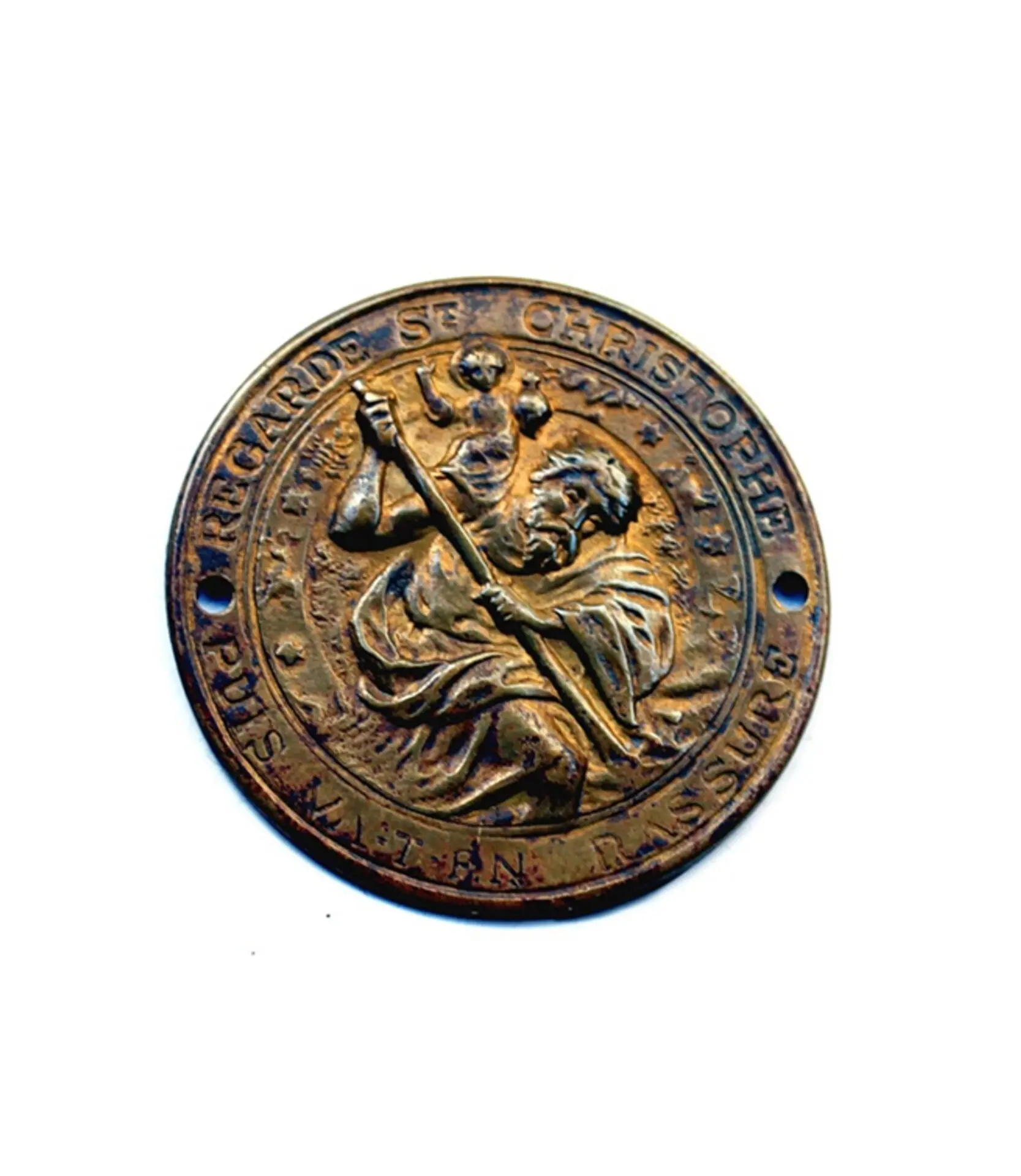Round St.Christopher badge with Zodiac symbols